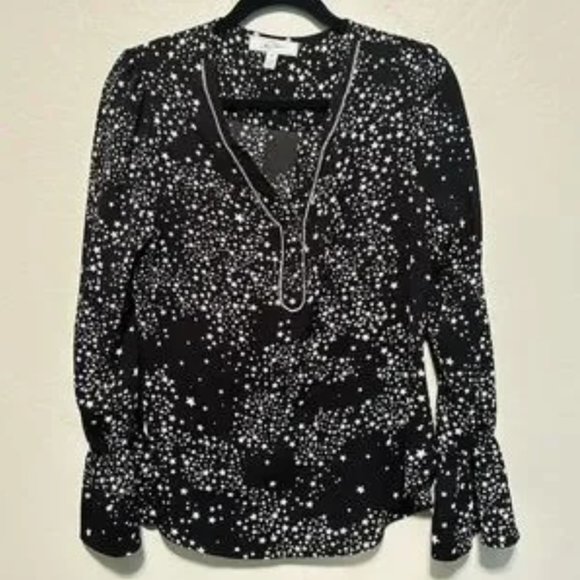 Sam Edelman Star Blouse Embellished Rhinestones & Bell Sleeve MEDIUM NEW - Picture 2 of 16